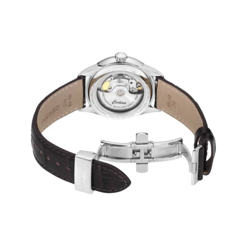 Мъжки ръчен часовник с автоматичен механизъм - корпус от Стомана - Естествена кожа - цвят Зелен