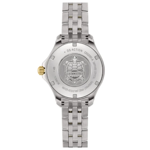 Дамски ръчен часовник с кварцов механизъм - корпус от Титан - Титаниева верижка - цвят Син Злато