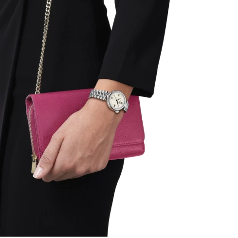 Дамски ръчен часовник с кварцов механизъм - корпус от Стомана - Стоманена верижка - цвят Седеф Сив