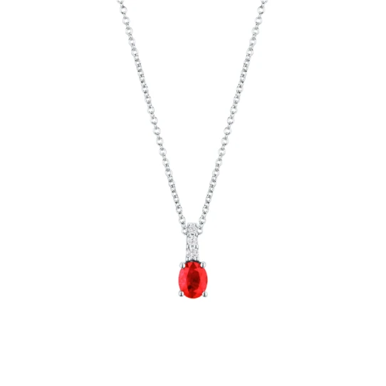 Дамски колие от 18K Злато Бяло - с форма - Рубин Диаманти