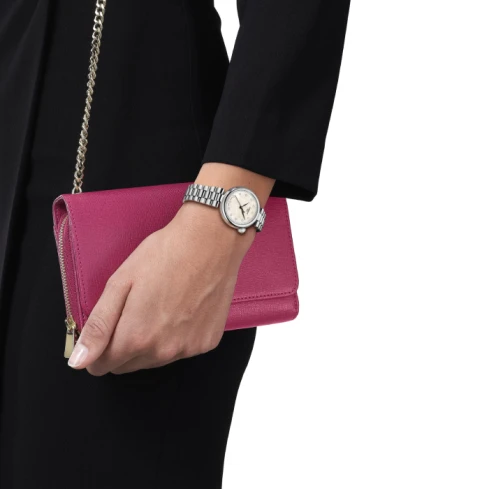 Дамски ръчен часовник с кварцов механизъм - корпус от Стомана - Стоманена верижка - цвят Седеф Сив