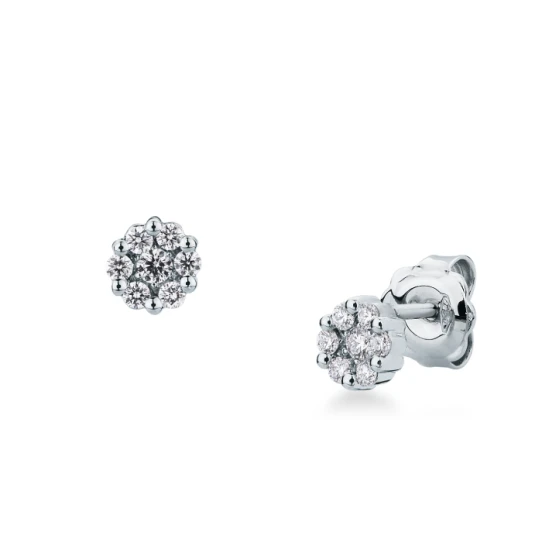 Дамски обеци от 18K Злато Бяло - с форма - Диаманти