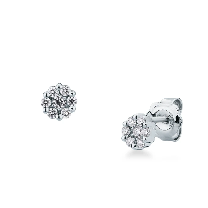 Дамски обеци от 18K Злато Бяло - с форма - Диаманти