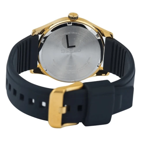 Мъжки ръчен часовник с кварцов механизъм - корпус от Стомана - Силиконова каишка - цвят Черен Злато