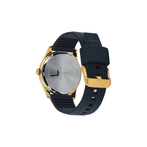 Мъжки ръчен часовник с кварцов механизъм - корпус от Стомана - Силиконова каишка - цвят Черен Злато