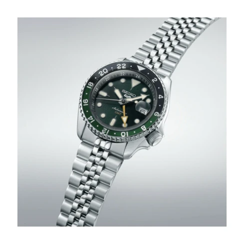 Мъжки ръчен часовник с автоматичен механизъм - корпус от Стомана - Стоманена верижка - цвят Зелен