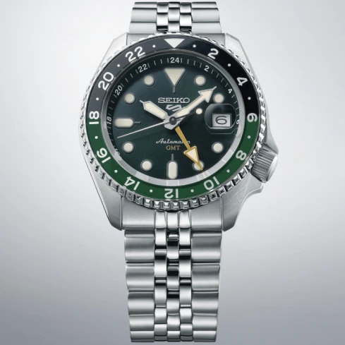 Мъжки ръчен часовник с автоматичен механизъм - корпус от Стомана - Стоманена верижка - цвят Зелен