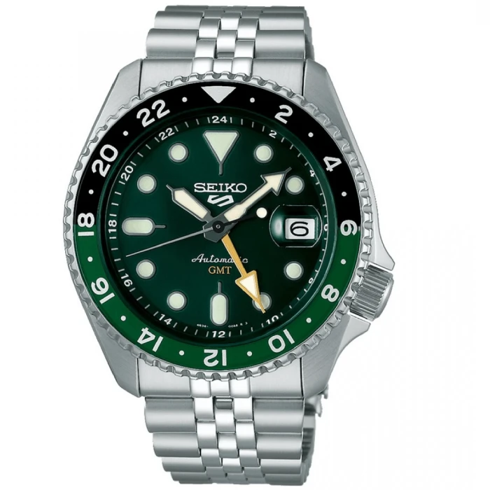 Мъжки ръчен часовник с автоматичен механизъм - корпус от Стомана - Стоманена верижка - цвят Зелен