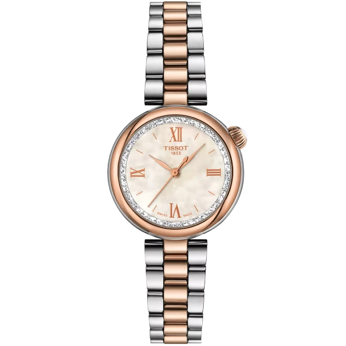 Дамски ръчен часовник с кварцов механизъм - корпус от Стомана - Стоманена верижка - цвят Седеф Розово Злато