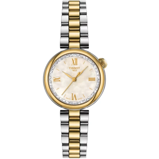 Дамски ръчен часовник с кварцов механизъм - корпус от Стомана - Стоманена верижка - цвят Седеф Злато