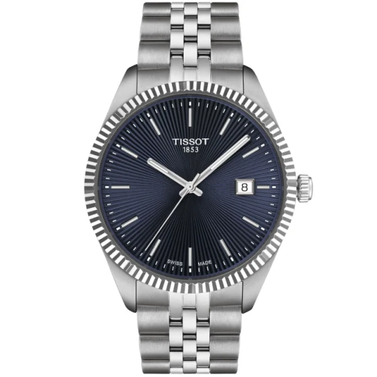 Мъжки ръчен часовник с кварцов механизъм - корпус от Стомана - Стоманена верижка - цвят Син Сив