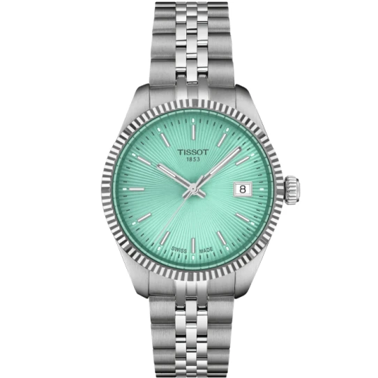 Дамски ръчен часовник с кварцов механизъм - корпус от Стомана - Стоманена верижка - цвят Тюркоаз Сив