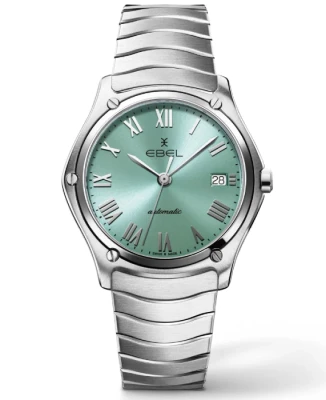 Унисекс ръчен часовник с автоматичен механизъм - корпус от Стомана - Стоманена верижка - цвят Тюркоаз Сив