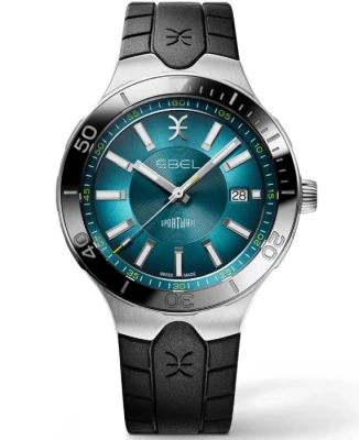 Мъжки ръчен часовник с автоматичен механизъм - корпус от Стомана и керамика - Каучук - цвят Син Черен