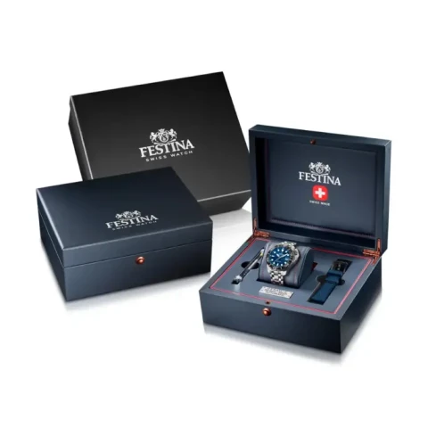 Мъжки ръчен часовник с автоматичен механизъм - корпус от Стомана и керамика - Стоманена верижка - цвят Син Сив