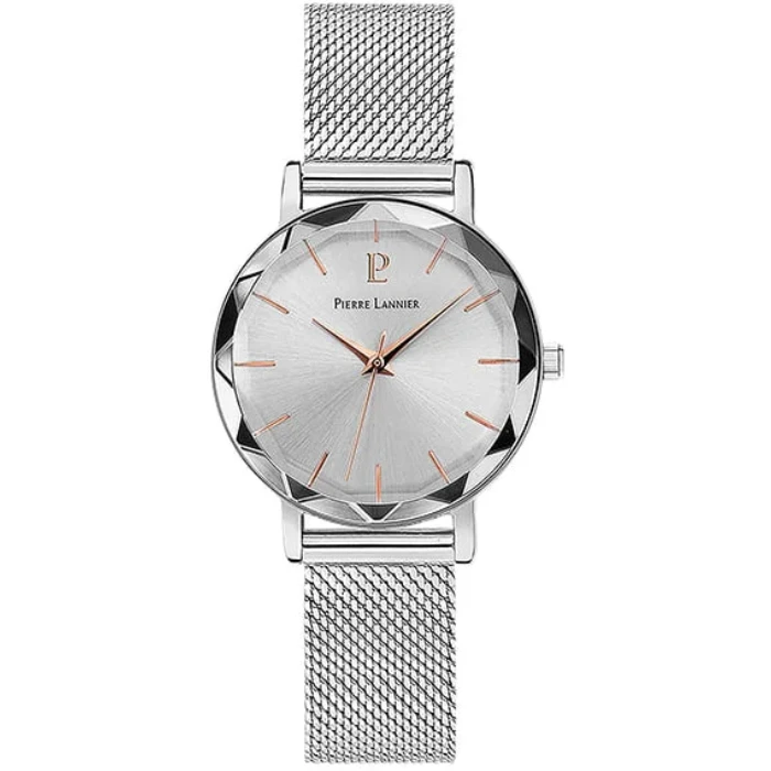 Дамски ръчен часовник с кварцов механизъм - корпус от Стомана - Меш - цвят Сребрист Сив