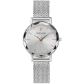 Дамски ръчен часовник с кварцов механизъм - корпус от Стомана - Меш - цвят Сребрист Сив