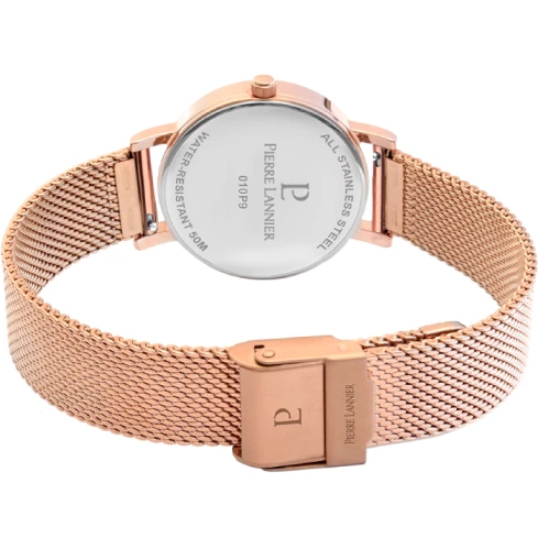 Дамски ръчен часовник с кварцов механизъм - корпус от Стомана - Меш - цвят Розово Злато Сив