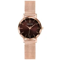Дамски ръчен часовник с кварцов механизъм - корпус от Стомана - Меш - цвят Розово Злато Сив
