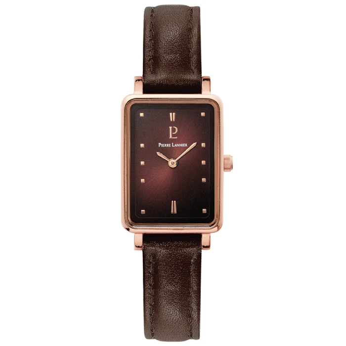 Дамски ръчен часовник с кварцов механизъм - корпус от Стомана - Естествена кожа - цвят Червен Червен