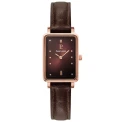Дамски ръчен часовник с кварцов механизъм - корпус от Стомана - Естествена кожа - цвят Червен Червен