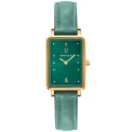 Дамски ръчен часовник с кварцов механизъм - корпус от Стомана - Естествена кожа - цвят Зелен Зелен