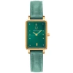 Дамски ръчен часовник с кварцов механизъм - корпус от Стомана - Естествена кожа - цвят Зелен Зелен