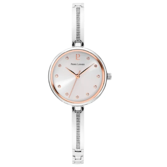 Дамски ръчен часовник с кварцов механизъм - корпус от Стомана - Стоманена верижка - цвят Сребрист Сив