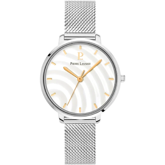Дамски ръчен часовник с кварцов механизъм - корпус от Стомана - Меш - цвят Бял Сив