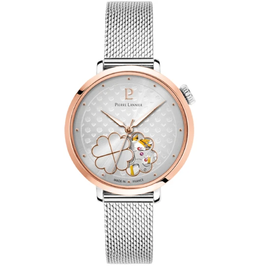 Дамски ръчен часовник с кварцов механизъм - корпус от Стомана - Стоманена верижка - цвят Скелетон Сив