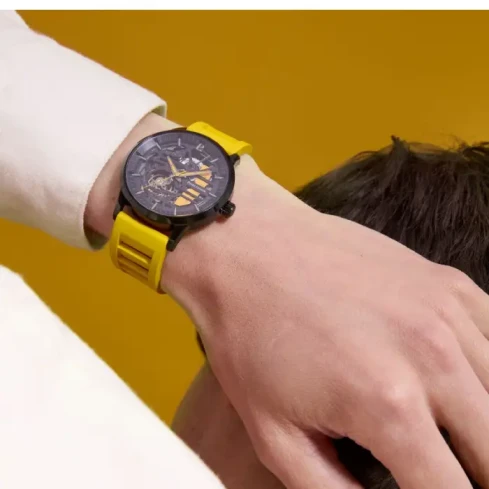 Мъжки ръчен часовник с автоматичен механизъм - корпус от Стомана - FKM - цвят Скелетон