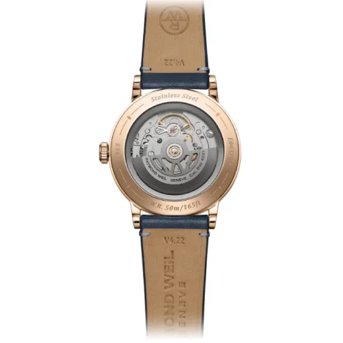 Мъжки ръчен часовник с автоматичен механизъм - корпус от Стомана - Естествена кожа - цвят Син Син