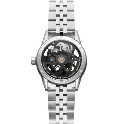 Мъжки ръчен часовник с автоматичен механизъм - корпус от Стомана - Стоманена верижка - цвят Скелетон Сив