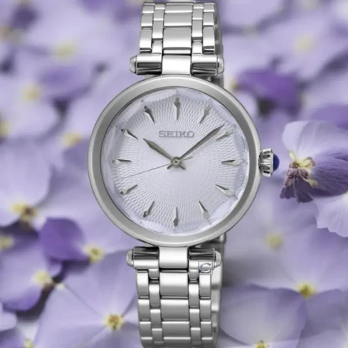 Мъжки ръчен часовник с кварцов механизъм - корпус от Стомана - Стоманена верижка - цвят Лилав Сив