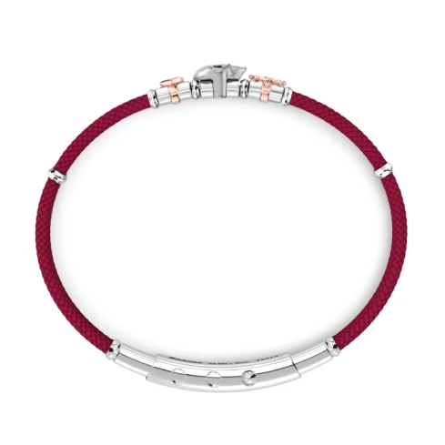 Мъжки гривна от 925 Сребро - с форма Череп - - PVD Розово Злато / Сребро / Стомана