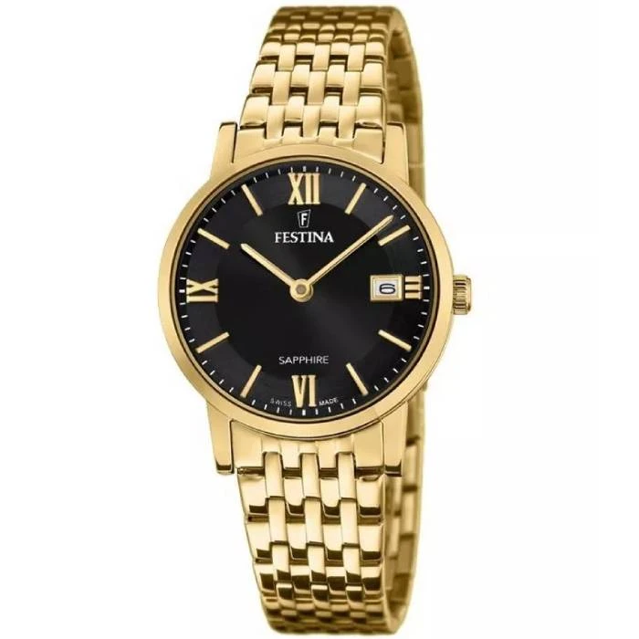 Дамски ръчен часовник с кварцов механизъм - корпус от Стомана - Стоманена верижка - цвят Черен