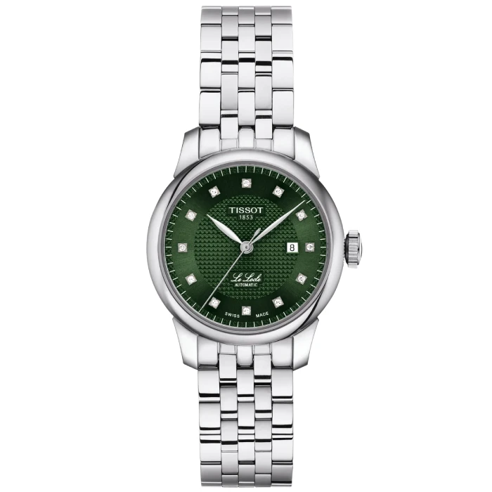 Дамски ръчен часовник с автоматичен механизъм - корпус от Стомана - Стоманена верижка - цвят Зелен Сив