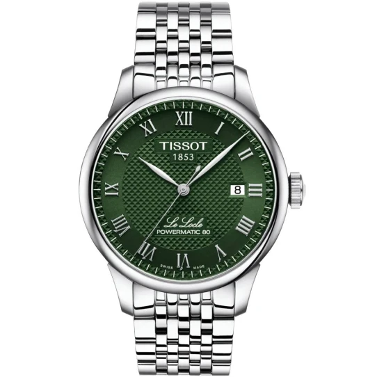 Tissot T006.407.11.093.00 Le Locle - Мъжки ръчен часовник с автоматичен механизъм - корпус от Стомана - Стоманена верижка - цвят Зелен Сив