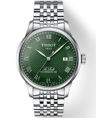 Tissot T006.407.11.093.00 Le Locle - Мъжки ръчен часовник с автоматичен механизъм - корпус от Стомана - Стоманена верижка - цвят Зелен Сив