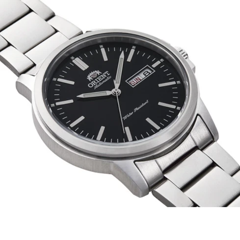 Мъжки ръчен часовник с автоматичен механизъм - корпус от Стомана - Стоманена верижка - цвят Черен Сив