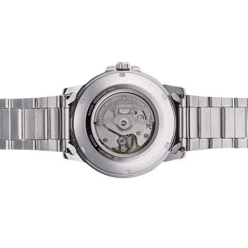 Мъжки ръчен часовник с автоматичен механизъм - корпус от Стомана - Стоманена верижка - цвят Черен Сив