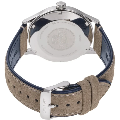 Мъжки ръчен часовник с автоматичен механизъм - корпус от Стомана - Естествена кожа - цвят Син Син