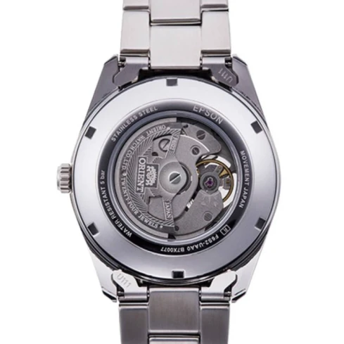 Мъжки ръчен часовник с автоматичен механизъм - корпус от Стомана - Стоманена верижка - цвят Син Сив