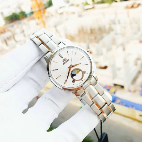 Мъжки ръчен часовник с кварцов механизъм - корпус от Стомана - Стоманена верижка - цвят Бял Розово Злато