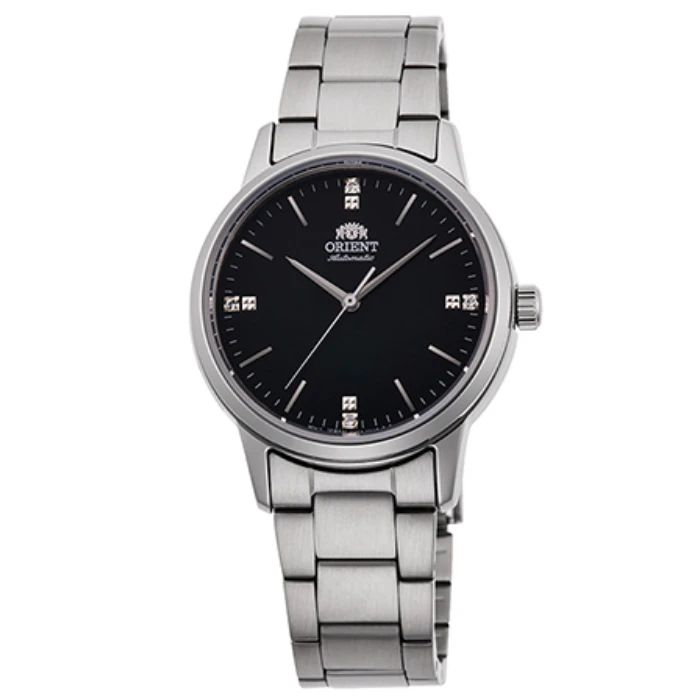 Дамски ръчен часовник с автоматичен механизъм - корпус от Стомана - Стоманена верижка - цвят Черен Сив