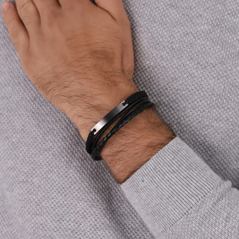 Мъжки гривна от Кожа - с форма - - Без покритие