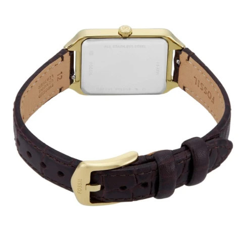 Дамски ръчен часовник с кварцов механизъм - корпус от Стомана - Естествена кожа - цвят Кафяв Кафяв