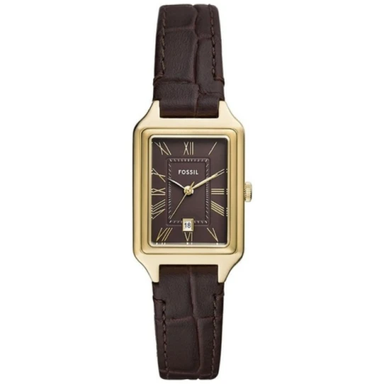 Дамски ръчен часовник с кварцов механизъм - корпус от Стомана - Естествена кожа - цвят Кафяв Кафяв