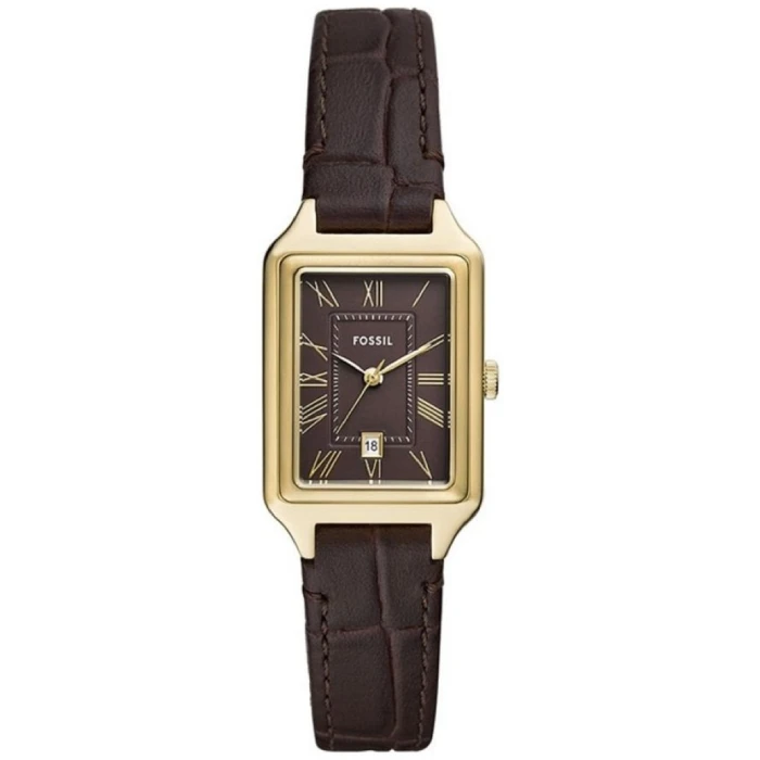 Дамски ръчен часовник с кварцов механизъм - корпус от Стомана - Естествена кожа - цвят Кафяв Кафяв