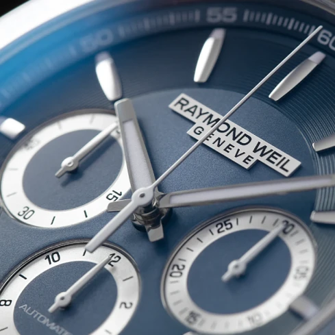 Мъжки ръчен часовник с автоматичен механизъм - корпус от Стомана - Стоманена верижка - цвят Син Сив